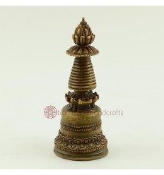 Oxidized Copper Alloy  4.5" Stupa or Chaitya or Chorten frm Patan Nepal