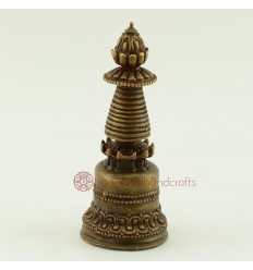 Oxidized Copper Alloy  4.5" Stupa or Chaitya or Chorten frm Patan Nepal