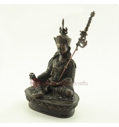 FINE QUALITY 9" GURU RINPOCHE / PADMASAMBHAVA LOST WAX METHOD OXDIZED COPPER ALLOY STATUE FROM PATAN, NEPAL