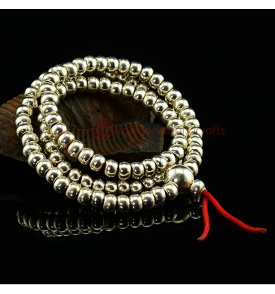 Fine Quality 8.5mm Pure Silver 108 Meditation Prayer Beads