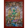 Fine Quality 54" x 39.25" Green Tara / Dolma Tibetan Buddhist Thangka/Thanka Painting from Patan, Nepal