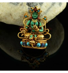 FINE QUALITY GREEN TARA SILVER WITH GOLD PLATED GHAU