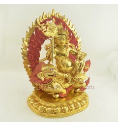 Fine Quality Hand Made 14" Lion(Yellow) Dzambhala Statue  From Patan, Nepal.