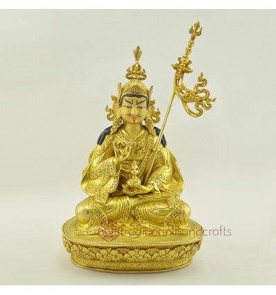 24 Gold Gilded Copper Statue of The Lotus Born 10"Guru Padmasambhava / Rinpoche