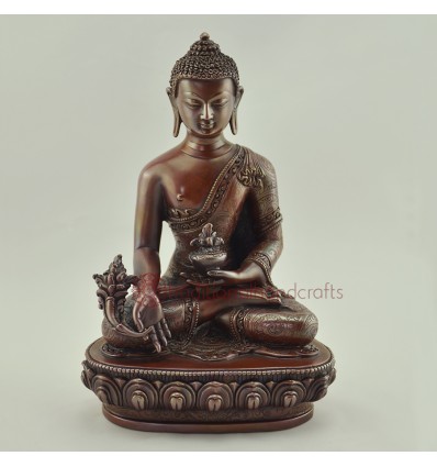 Fine Quality  Oxidized Copper Alloy 7.5" Medicine Buddha Statue Patan Nepal