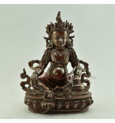 Fine Quality 7" Dzambhala The Wealth Deity Lostt Wax Method Oxidized Copper Statue from Patan, Nepal