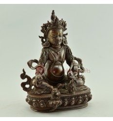 Fine Quality 7" Dzambhala The Wealth Deity Lostt Wax Method Oxidized Copper Statue from Patan, Nepal