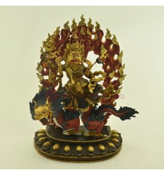 12" Dragon White Dzambhala Oxidized Copper Alloy Statue Hand Carved from Patan, Nepal