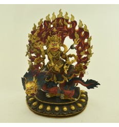 12" Dragon White Dzambhala Oxidized Copper Alloy Statue Hand Carved from Patan, Nepal