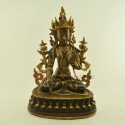 Fine Quality 14.5" White Tara / Dolkar Oxidized Copper Alloy with 24 Karat Gold Gilding Statue Patan