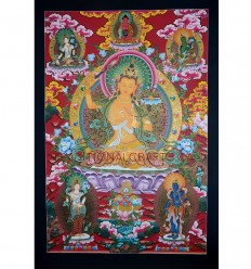 32.75" x 22.75" Manjushri Thangka Painting