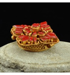 Gold Plated Crossed Vajra Ghau Gau Prayer Box Pendant From Patan, Nepal.