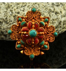 Fine Quality Tibetan Buddhist Viswa Vajra Ghau / Pendant / Prayer Box From Patan, Nepal