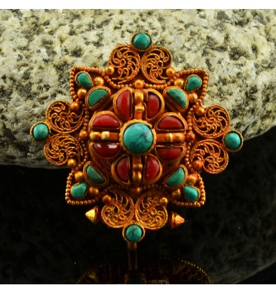 Fine Quality Tibetan Buddhist Viswa Vajra Ghau / Pendant / Prayer Box From Patan, Nepal