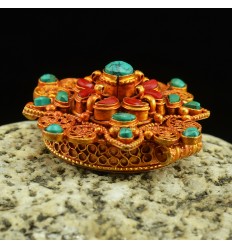 Fine Quality Tibetan Buddhist Viswa Vajra Ghau / Pendant / Prayer Box From Patan, Nepal