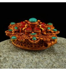 Fine Quality Tibetan Buddhist Sacred Ritual Viswa Vajra Ghau / Pendant / Prayer Box From Patan, Nepal