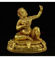 Hand Carved 9" Virupa Antiquated Gold Gilded Copper Statue from Patan, Nepal 