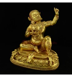 Hand Carved 9" Virupa Antiquated Gold Gilded Copper Statue from Patan, Nepal 