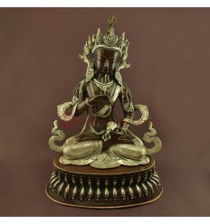 Hannd Made Oxidized Copper Alloy with Silver Plating  18.5" Vajrasattva / Dorjesempa Statue 