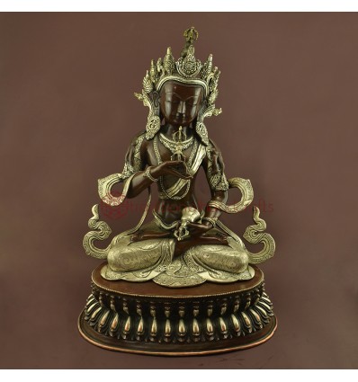 Hannd Made Oxidized Copper Alloy with Silver Plating  18.5" Vajrasattva / Dorjesempa Statue 