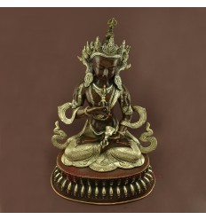 Hannd Made Oxidized Copper Alloy with Silver Plating  18.5" Vajrasattva / Dorjesempa Statue 