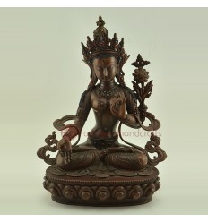 Hand Made 14" White Tara / Dolkar Oxidized Copper Alloy Statue Patan, Nepal