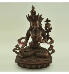 Hand Made 14" White Tara / Dolkar Oxidized Copper Alloy Statue Patan, Nepal