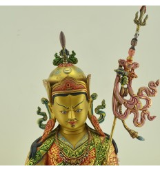 Hand Carved Beautilfully Painted 15" Guru Rinpoche Copper Statue Patan, Nepal