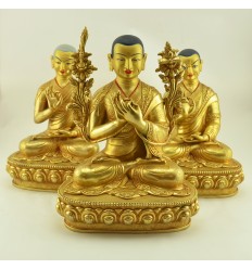 Fine Quality Hand Carved 12.5" Guru Tsongkhapa Statues Set Copper Statues From Patan, Nepal.