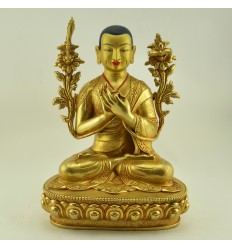 Fine Quality Hand Carved 12.5" Guru Tsongkhapa Statues Set Copper Statues From Patan, Nepal.