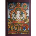  33.5" x 24" Chenrezig Thangka Painting