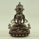 Fine Hand Carved Oxidized Copper 9.75" Aparmita / Amitayus / Tsepame  Statue From Patan, Nepal