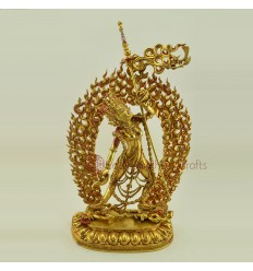 Handcrafted 19.5" Vajrayogini Dakini Gold Gilded Copper Statue From Patan, Nepal