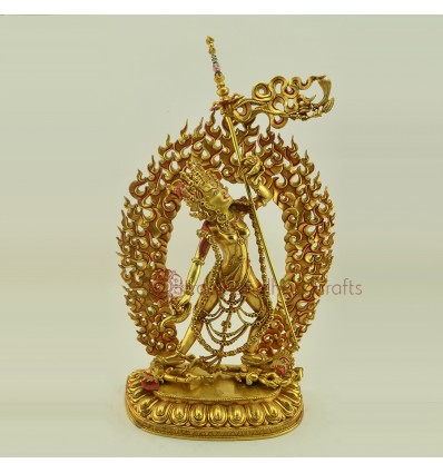 Handcrafted 19.5" Vajrayogini Dakini Gold Gilded Copper Statue From Patan, Nepal