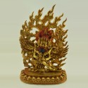 Finely Hand Carved 16" Vajrkilaya Statue 24 Karat Gold Gilded with Face Painting