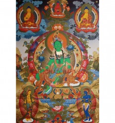 34" x 26" Green Tara Thangka Painting