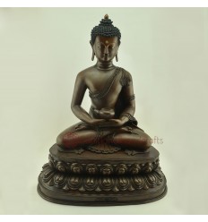 Oxidized Copper Alloy with Silver Eyes and Tika 21.75" Amitabha / Amida Buddha Opame Statue frm Patan Nepal