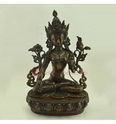 Fine Quality 20" White Tara / Dolkar Oxidized Copper Alloy Statue Patan, Nepal