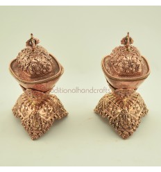 Hand Made 5" Copper Kapala Ritual Set for Tibetan Buddhist Rituals and Practices from Nepal