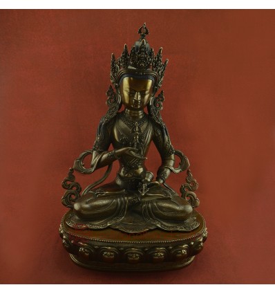  Hand Carved 19.5" Vajrasattva Drojesempa Oxidized Copper Statue From Patan, Nepal.