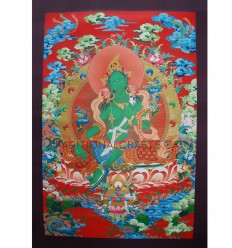 33" x 23" Green Tara Thangka Painting