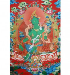 33" x 23" Green Tara Thangka Painting