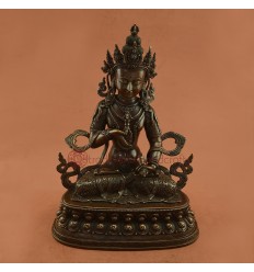 Fine Quality Handmade Silver Eye  13.5" Vajrasattva / Dorjesempa Statue Copper Statue from Patan, Nepal