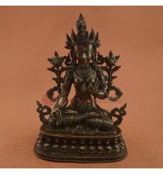 Fine Quality Hand Made Silver Eye 13.5" White Tara / Dolkar Oxidized Copper Alloy Statue Patan, Nepal