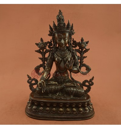 Fine Quality Hand Made Silver Eye 13.5" White Tara / Dolkar Oxidized Copper Alloy Statue Patan, Nepal
