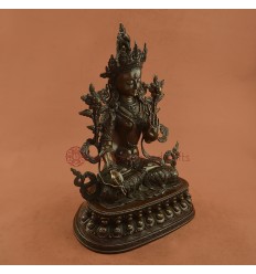 Fine Quality Hand Made Silver Eye 13.5" White Tara / Dolkar Oxidized Copper Alloy Statue Patan, Nepal