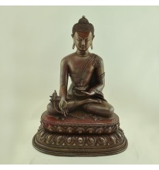 Hand Made Oxidized Copper Alloy 18" Medicine Buddha / Menla Statue from Patan, Nepal