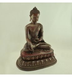 Hand Made Oxidized Copper Alloy 18" Medicine Buddha / Menla Statue from Patan, Nepal