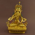 Hand Carved Painted 9" Vajrasattva / Dorjesempa Gold Gilded Copper Statue