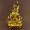 Hand Carved Face Painted 13" Vajrasattva / DorjeSempa Gold Gilded Copper Statue From Patan, Nepal.